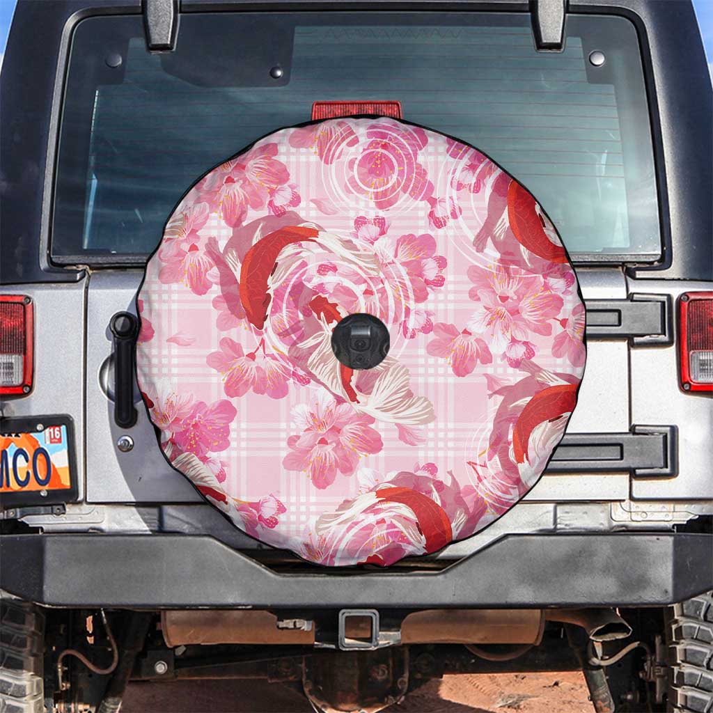 Pink Palaka Hawaii Aloha Spare Tire Cover Koi Pond Mix Sakura LT7 Pink - Polynesian Pride