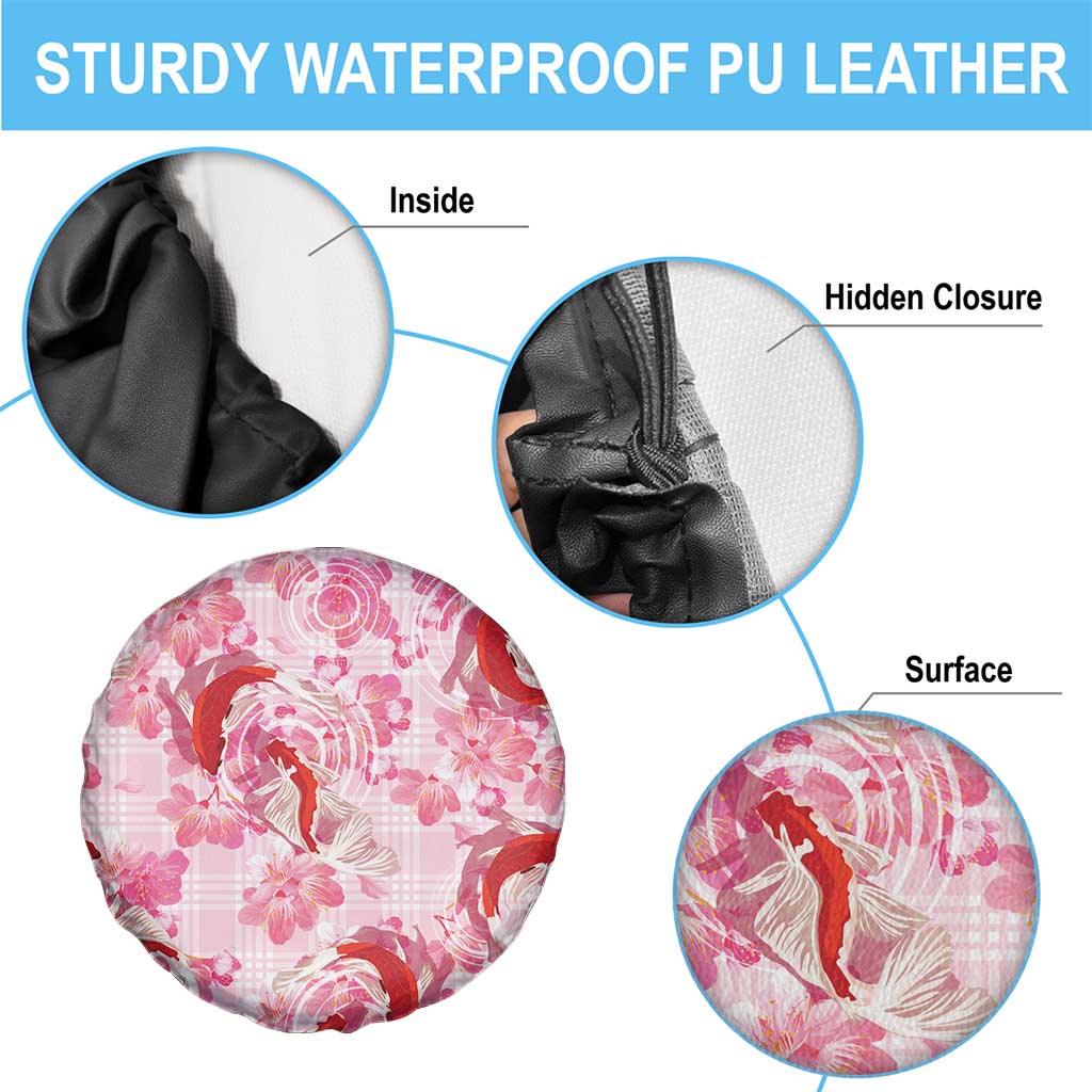 Pink Palaka Hawaii Aloha Spare Tire Cover Koi Pond Mix Sakura LT7 - Polynesian Pride