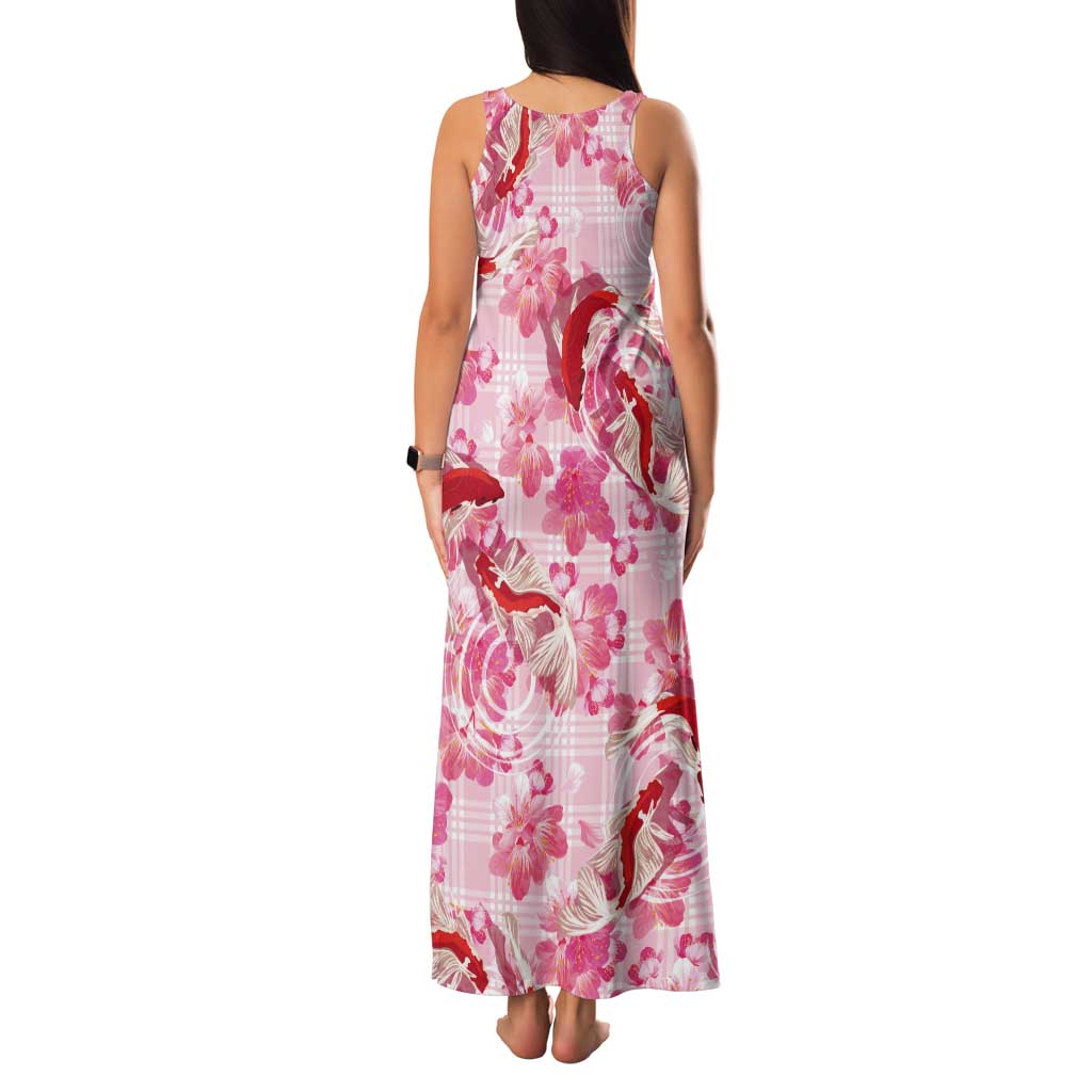 Pink Palaka Hawaii Aloha Tank Maxi Dress Koi Pond Mix Sakura LT7 - Polynesian Pride