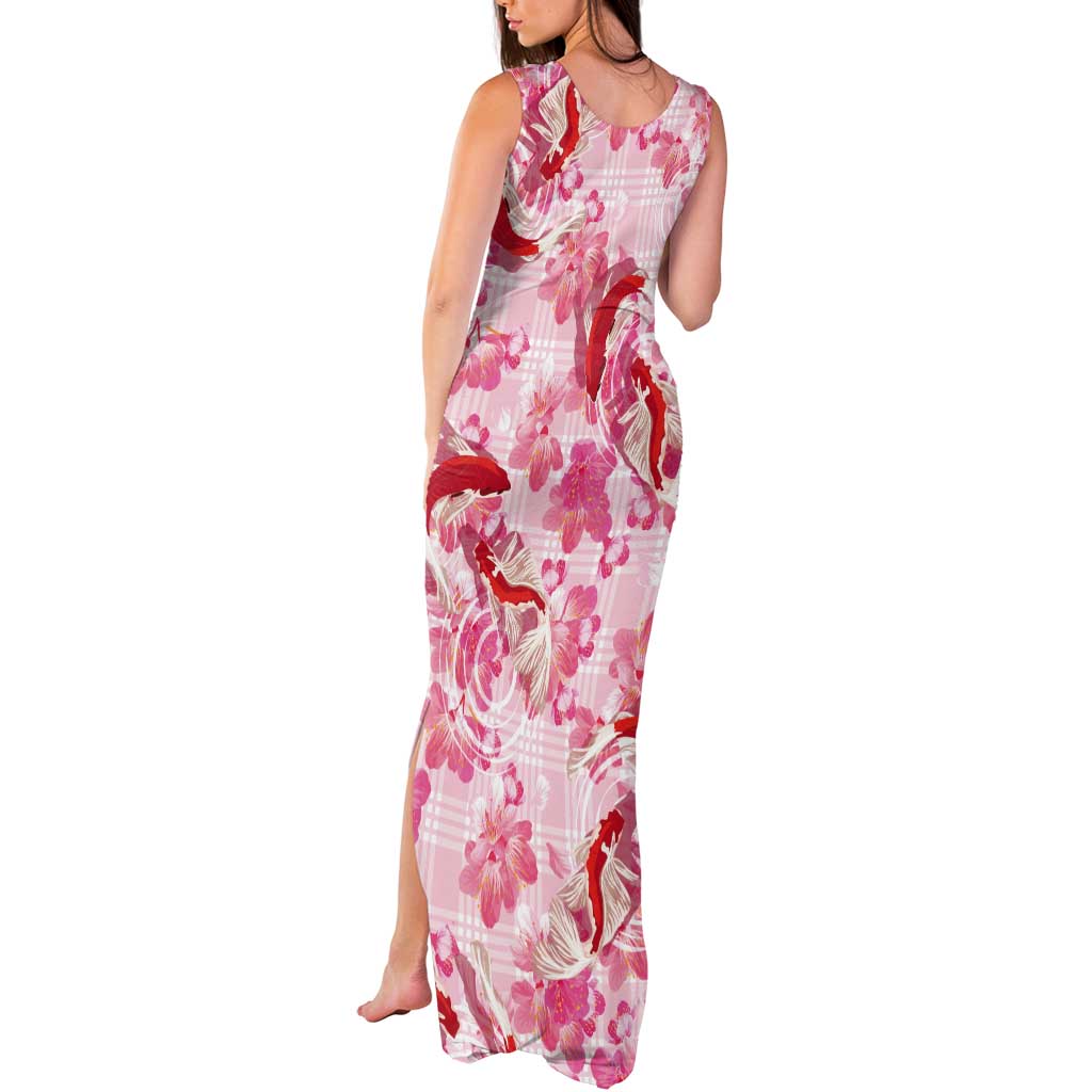 Pink Palaka Hawaii Aloha Tank Maxi Dress Koi Pond Mix Sakura LT7 - Polynesian Pride