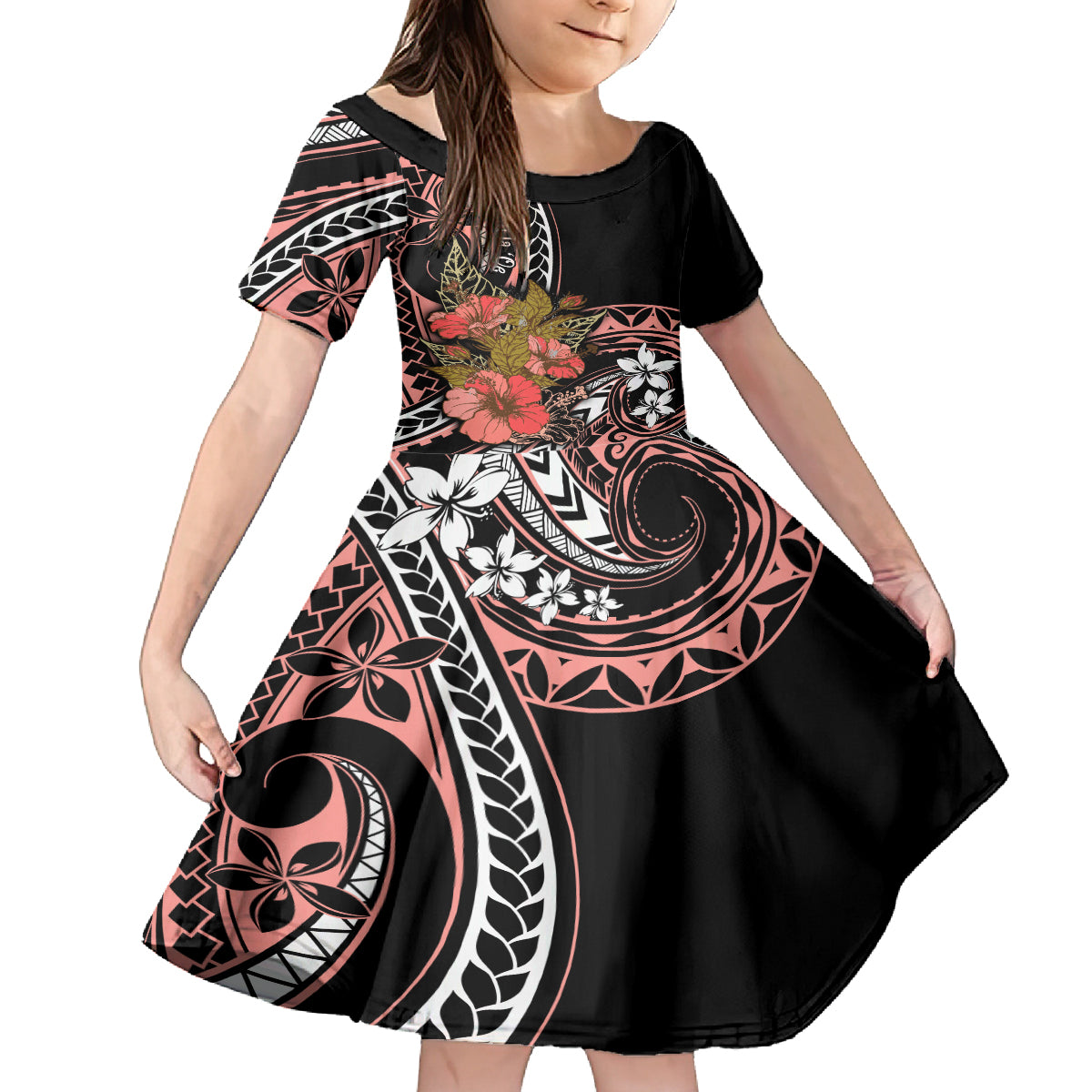 Hawaii Valentine Family Matching Summer Maxi Dress and Hawaiian Shirt Plumeria Aloha Wau Ia Oe LT7 Daughter's Dress Pink - Polynesian Pride