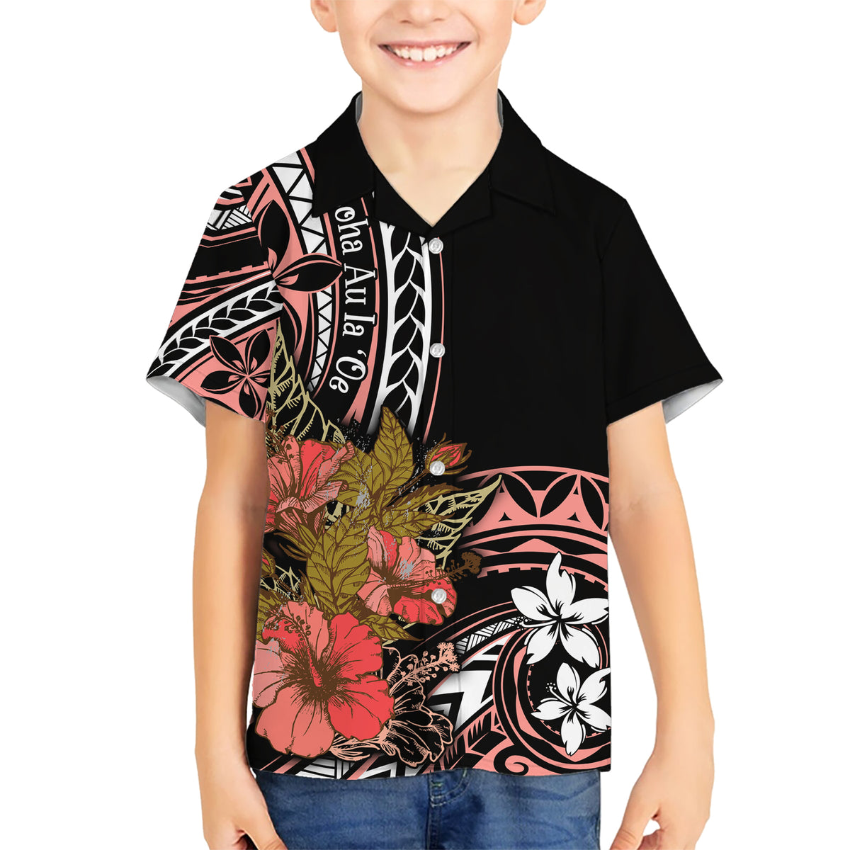 Hawaii Valentine Kid Hawaiian Shirt Plumeria Aloha Wau Ia Oe LT7 Kid Pink - Polynesian Pride