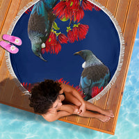 New Zealand Pohutukawa with Tui Birds Beach Blanket Version 2 LT7 - Polynesian Pride