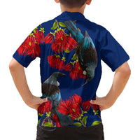 New Zealand Pohutukawa with Tui Birds Kid Hawaiian Shirt Version 2 LT7 - Polynesian Pride