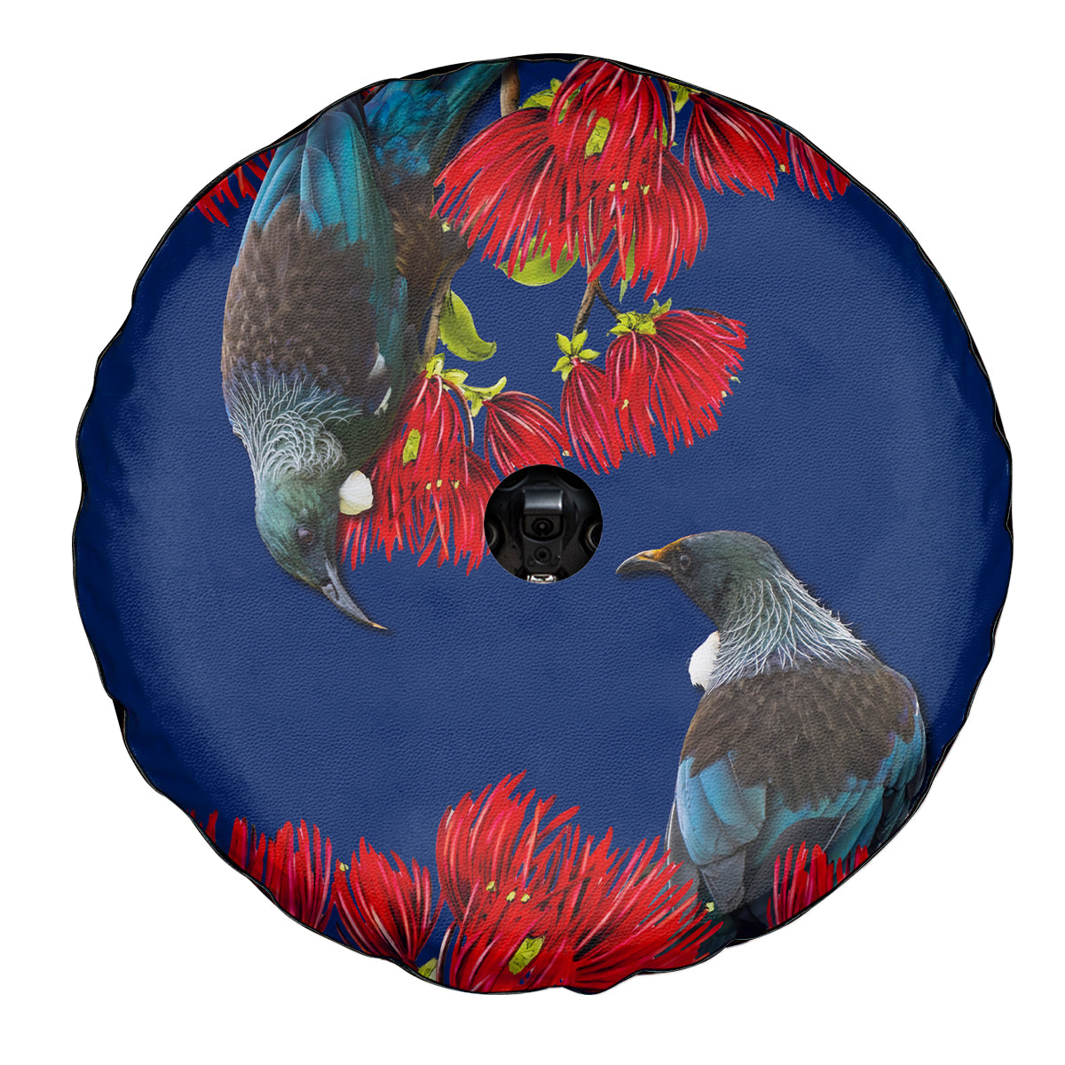 New Zealand Pohutukawa with Tui Birds Spare Tire Cover Version 2 LT7 - Polynesian Pride
