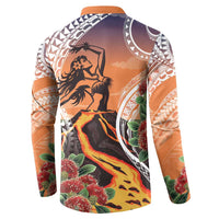 Hawaii Women's Day Tribal Button Sweatshirt Pele Honua Mea
