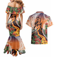 Hawaii Women's Day Tribal Couples Matching Mermaid Dress and Hawaiian Shirt Pele Honua Mea LT7 - Polynesian Pride