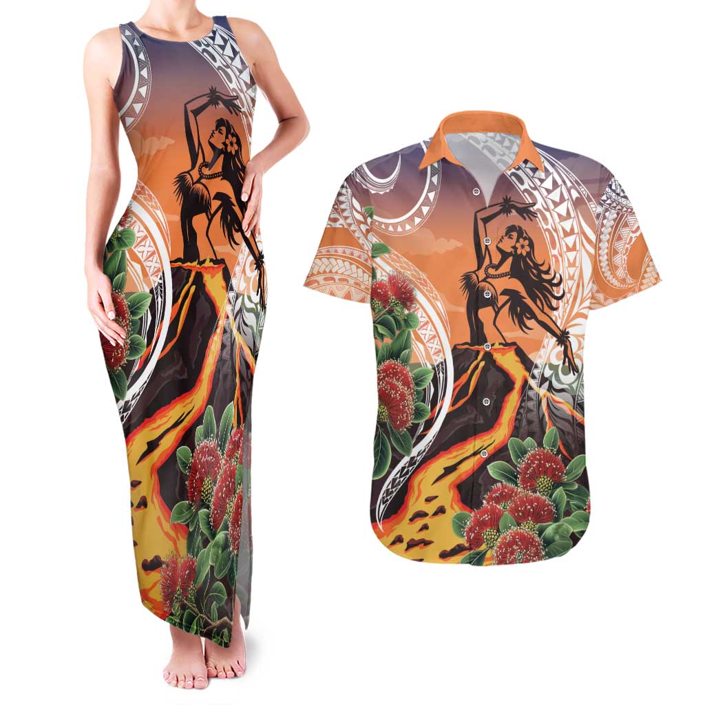 Hawaii Women's Day Tribal Couples Matching Tank Maxi Dress and Hawaiian Shirt Pele Honua Mea LT7 Art - Polynesian Pride