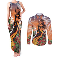 Hawaii Women's Day Tribal Couples Matching Tank Maxi Dress and Long Sleeve Button Shirt Pele Honua Mea LT7 Art - Polynesian Pride