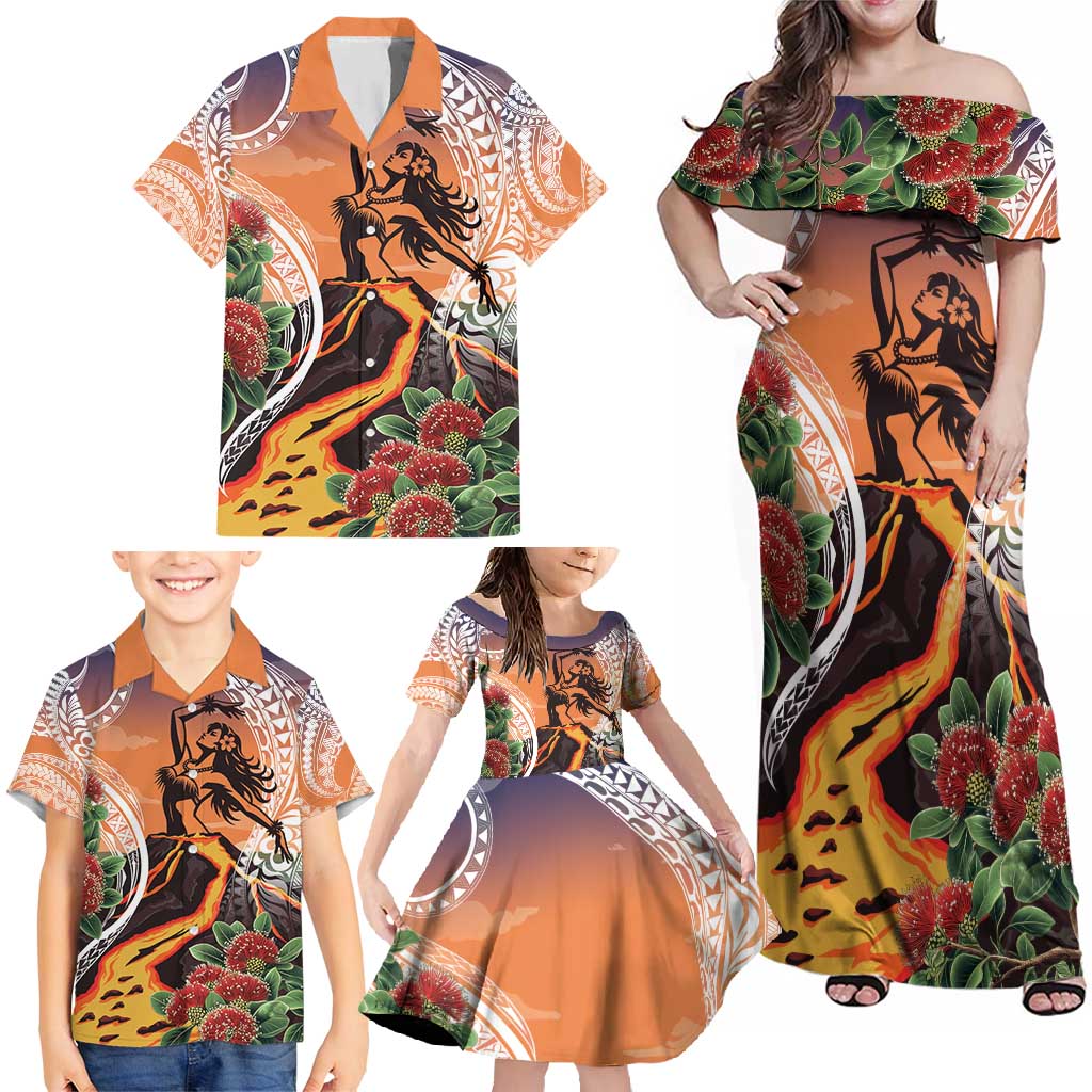 Hawaii Women's Day Tribal Family Matching Off Shoulder Maxi Dress and Hawaiian Shirt Pele Honua Mea LT7 - Polynesian Pride