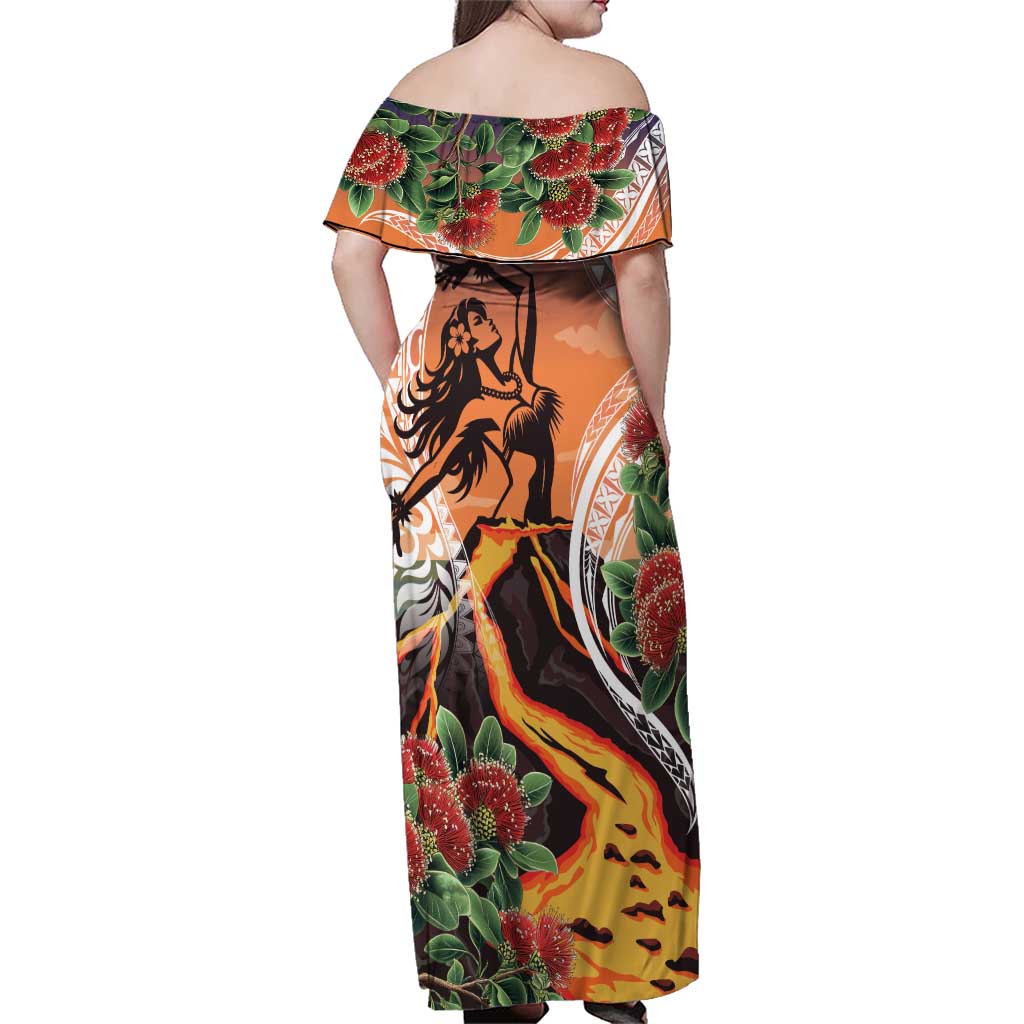 Hawaii Women's Day Tribal Family Matching Off Shoulder Maxi Dress and Hawaiian Shirt Pele Honua Mea LT7 - Polynesian Pride
