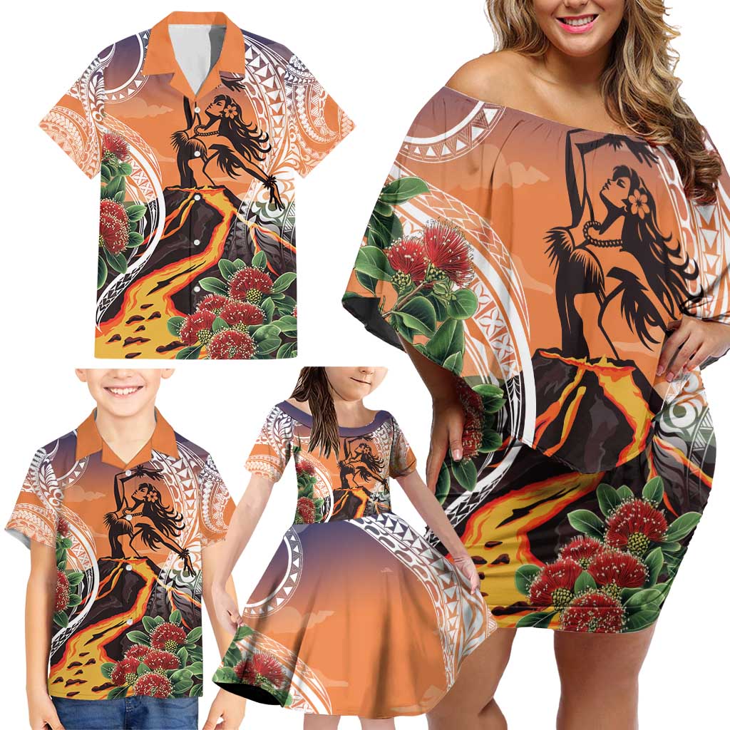 Hawaii Women's Day Tribal Family Matching Off Shoulder Short Dress and Hawaiian Shirt Pele Honua Mea LT7 - Polynesian Pride