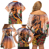 Hawaii Women's Day Tribal Family Matching Off Shoulder Short Dress and Hawaiian Shirt Pele Honua Mea LT7 - Polynesian Pride
