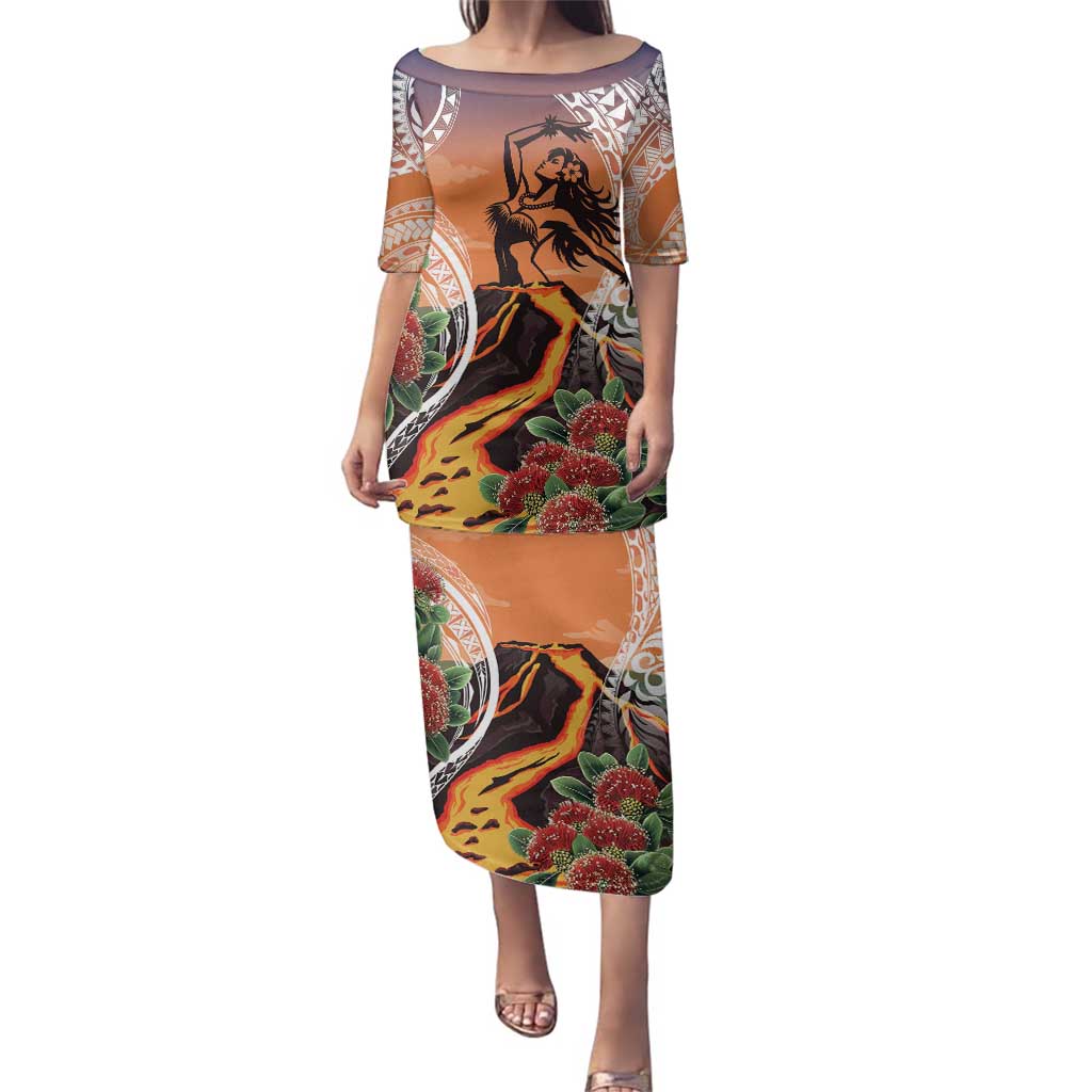 Hawaii Women's Day Tribal Family Matching Puletasi and Hawaiian Shirt Pele Honua Mea LT7 Mom's Dress Art - Polynesian Pride