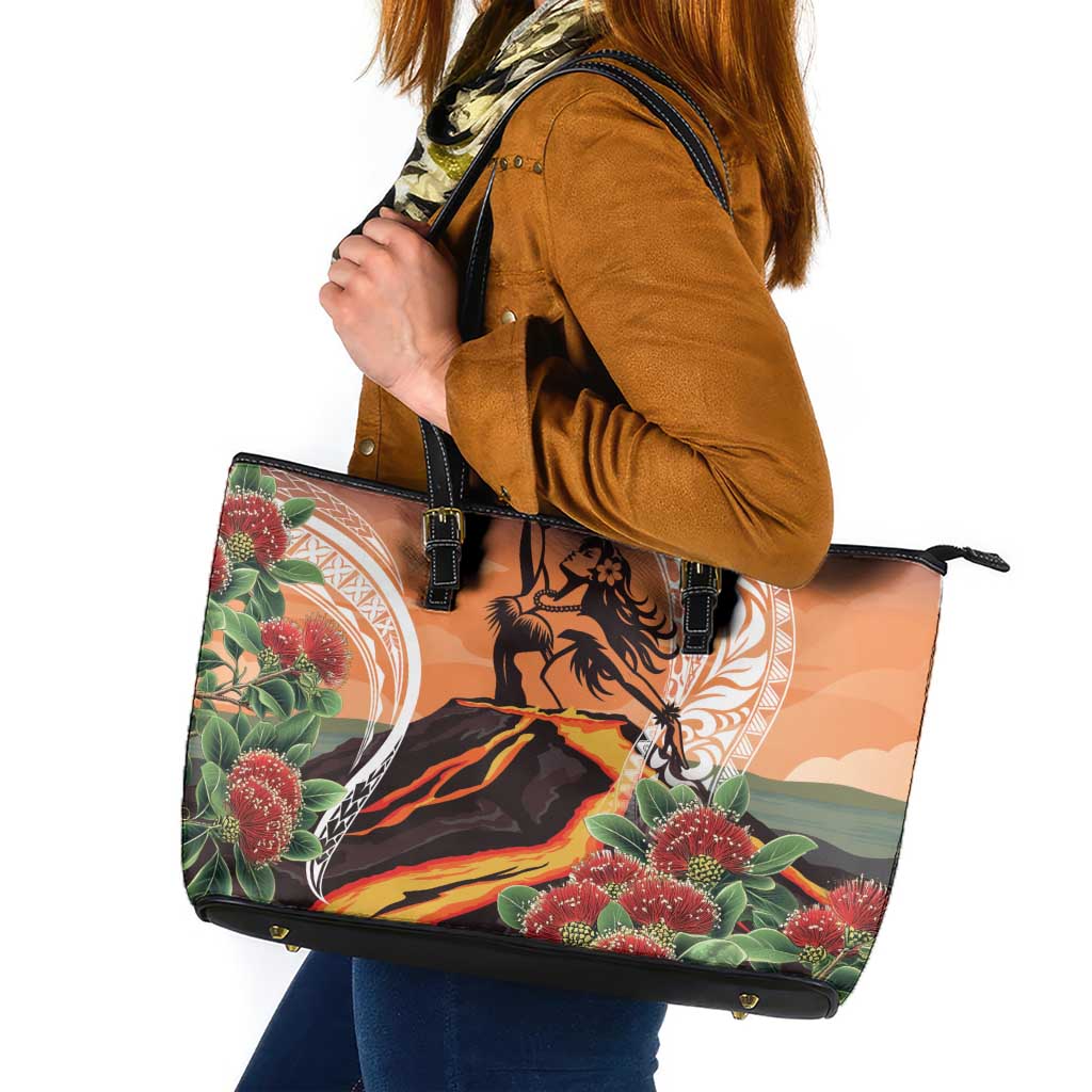 Hawaii Women's Day Tribal Leather Tote Bag Pele Honua Mea LT7 Art - Polynesian Pride
