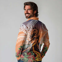 Hawaii Women's Day Tribal Long Sleeve Polo Shirt Pele Honua Mea LT7 - Polynesian Pride