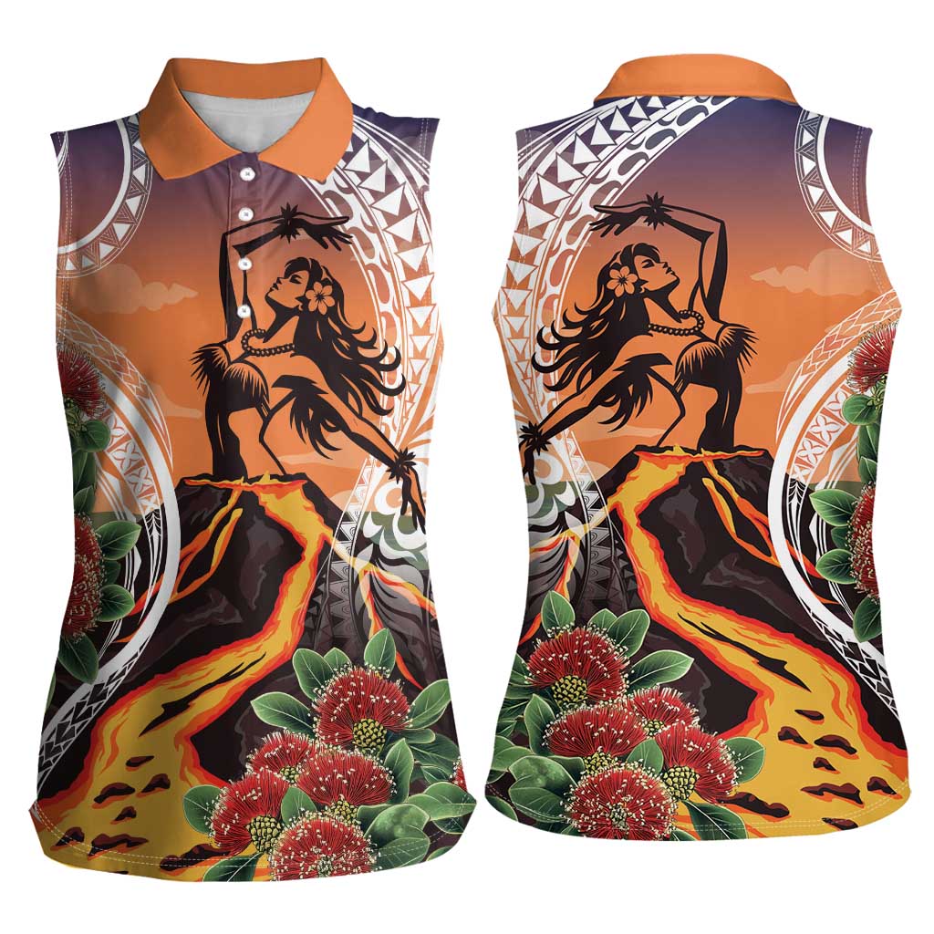 Hawaii Women's Day Tribal Women Sleeveless Polo Shirt Pele Honua Mea LT7 - Polynesian Pride