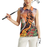 Hawaii Women's Day Tribal Women Sleeveless Polo Shirt Pele Honua Mea LT7 - Polynesian Pride