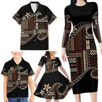 Samoa Siapo Mamanu Family Matching Long Sleeve Bodycon Dress and Hawaiian Shirt Waves Motifs LT7 - Polynesian Pride