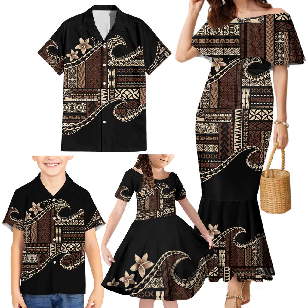 Samoa Siapo Mamanu Family Matching Mermaid Dress and Hawaiian Shirt Waves Motifs LT7 - Polynesian Pride