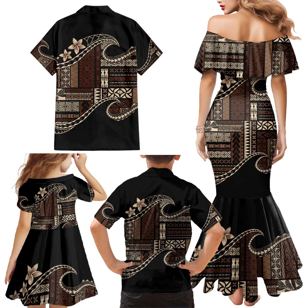 Samoa Siapo Mamanu Family Matching Mermaid Dress and Hawaiian Shirt Waves Motifs LT7 - Polynesian Pride