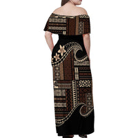 Samoa Siapo Mamanu Family Matching Off Shoulder Maxi Dress and Hawaiian Shirt Waves Motifs LT7 - Polynesian Pride