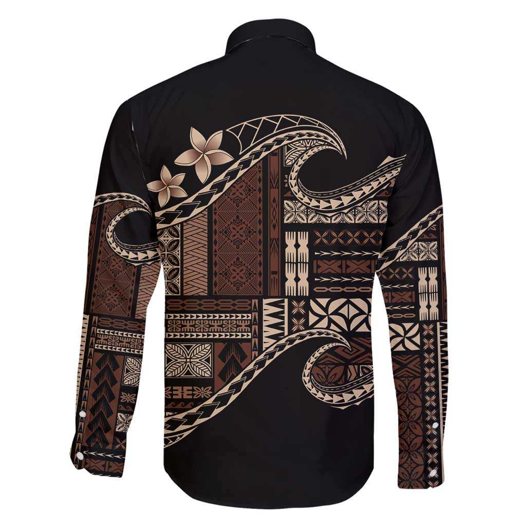 Samoa Siapo Mamanu Family Matching Off Shoulder Short Dress and Hawaiian Shirt Waves Motifs LT7 - Polynesian Pride