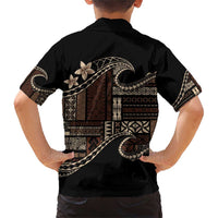 Samoa Siapo Mamanu Family Matching Short Sleeve Bodycon Dress and Hawaiian Shirt Waves Motifs LT7 - Polynesian Pride