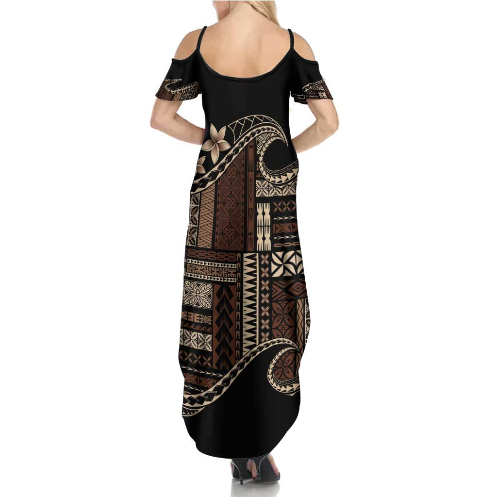 Samoa Siapo Mamanu Family Matching Summer Maxi Dress and Hawaiian Shirt Waves Motifs LT7 - Polynesian Pride