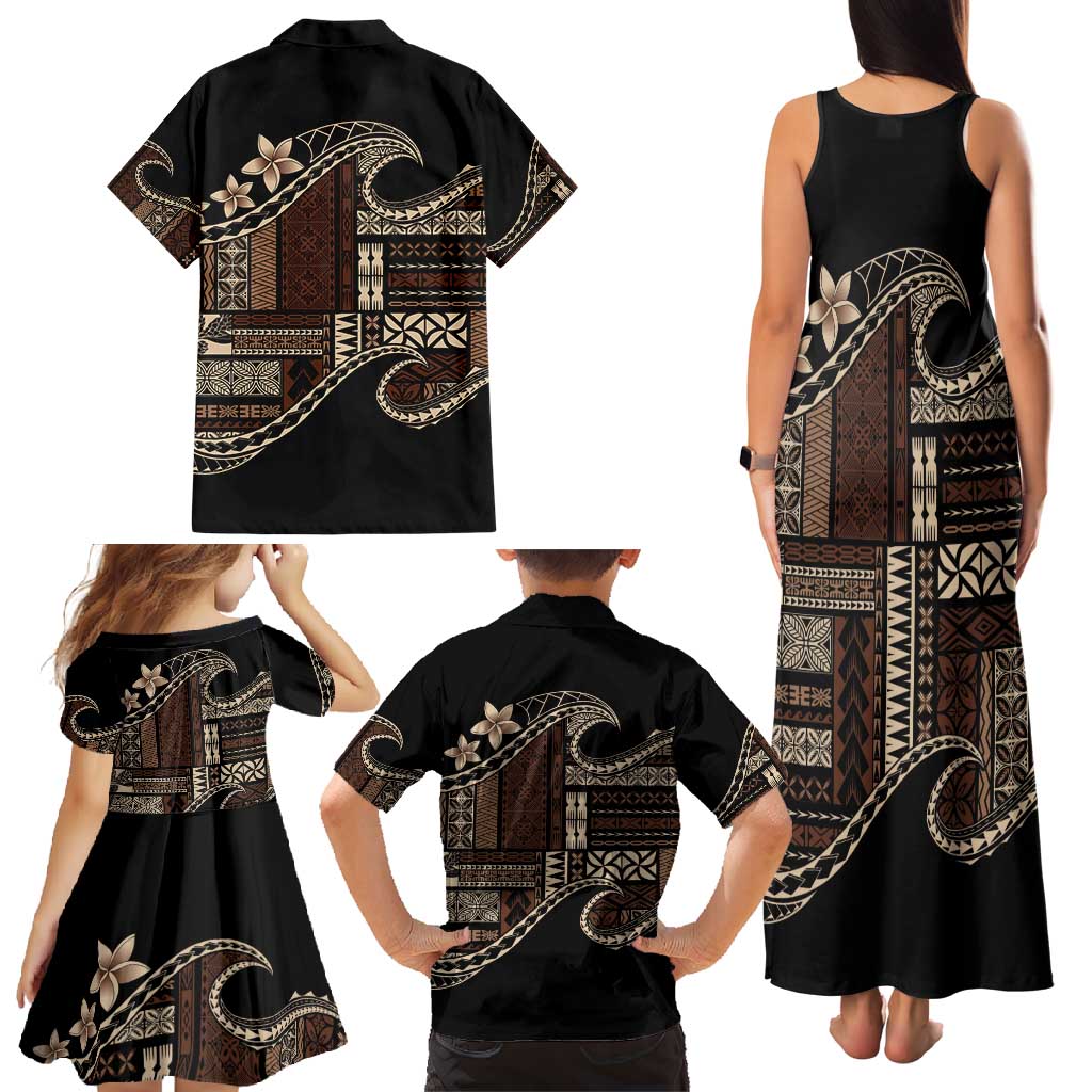 Samoa Siapo Mamanu Family Matching Tank Maxi Dress and Hawaiian Shirt Waves Motifs LT7 - Polynesian Pride