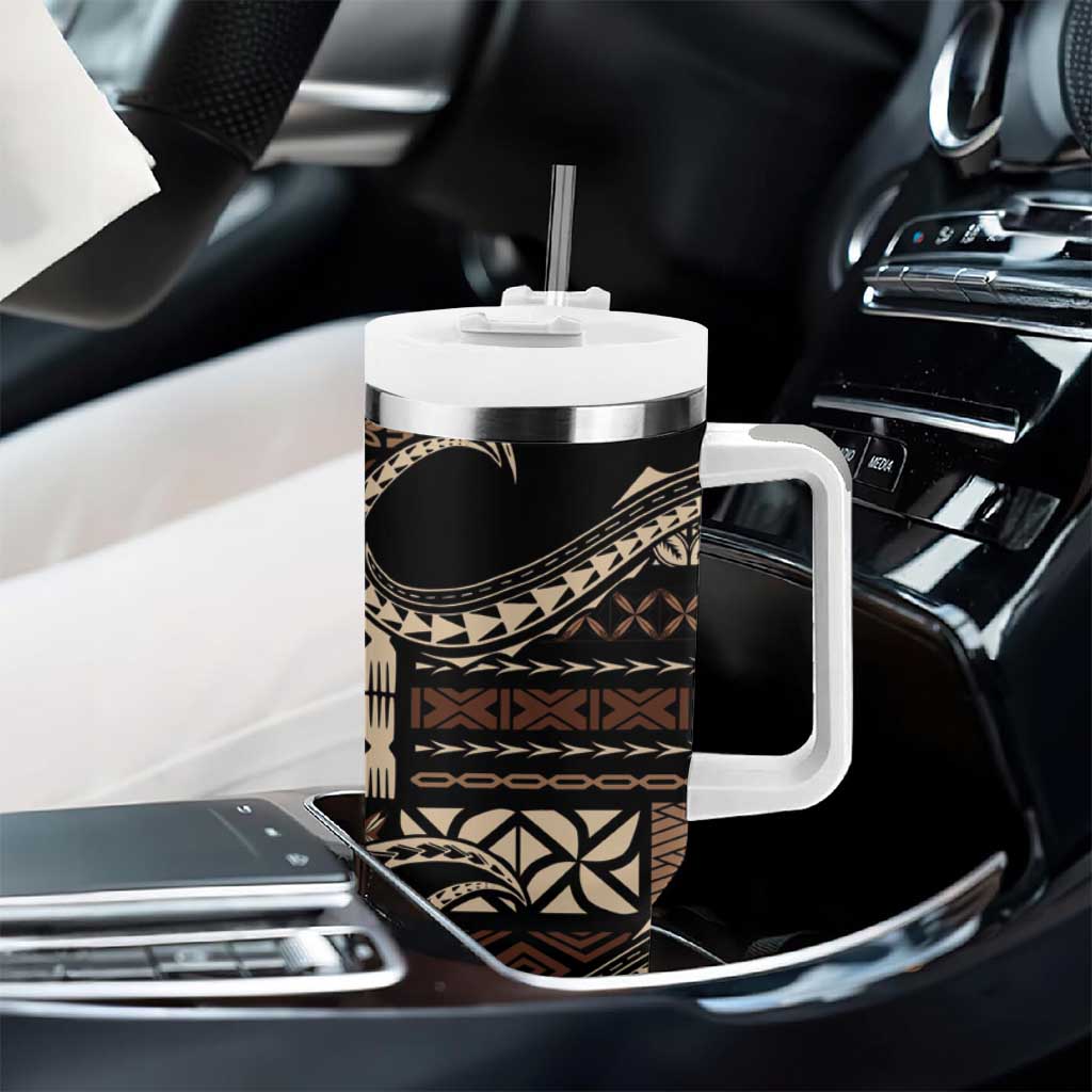 Samoa Siapo Mamanu Tumbler With Handle Waves Motifs