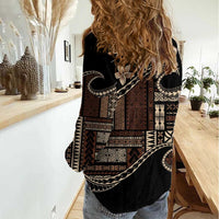 Samoa Siapo Mamanu Women Casual Shirt Waves Motifs