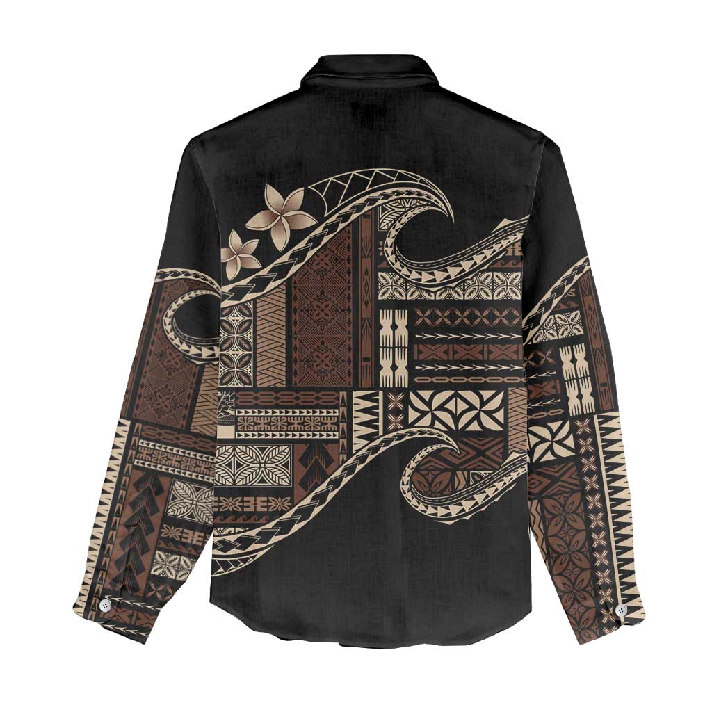 Samoa Siapo Mamanu Women Casual Shirt Waves Motifs