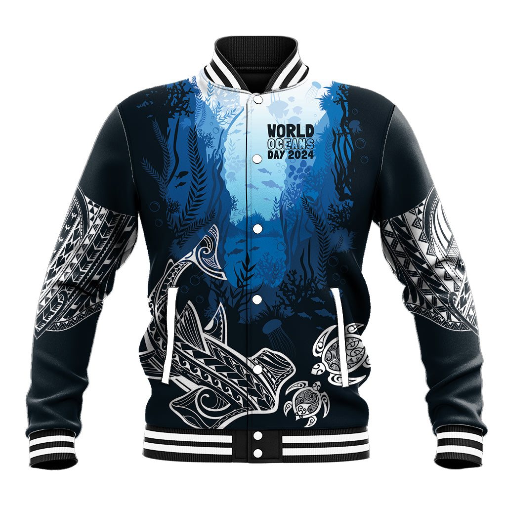 World Ocean Day Pasifika Baseball Jacket Awaken New Depths LT7 Unisex Blue - Polynesian Pride