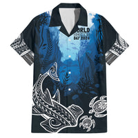 World Ocean Day Pasifika Family Matching Off Shoulder Short Dress and Hawaiian Shirt Awaken New Depths LT7 Dad's Shirt - Short Sleeve Blue - Polynesian Pride