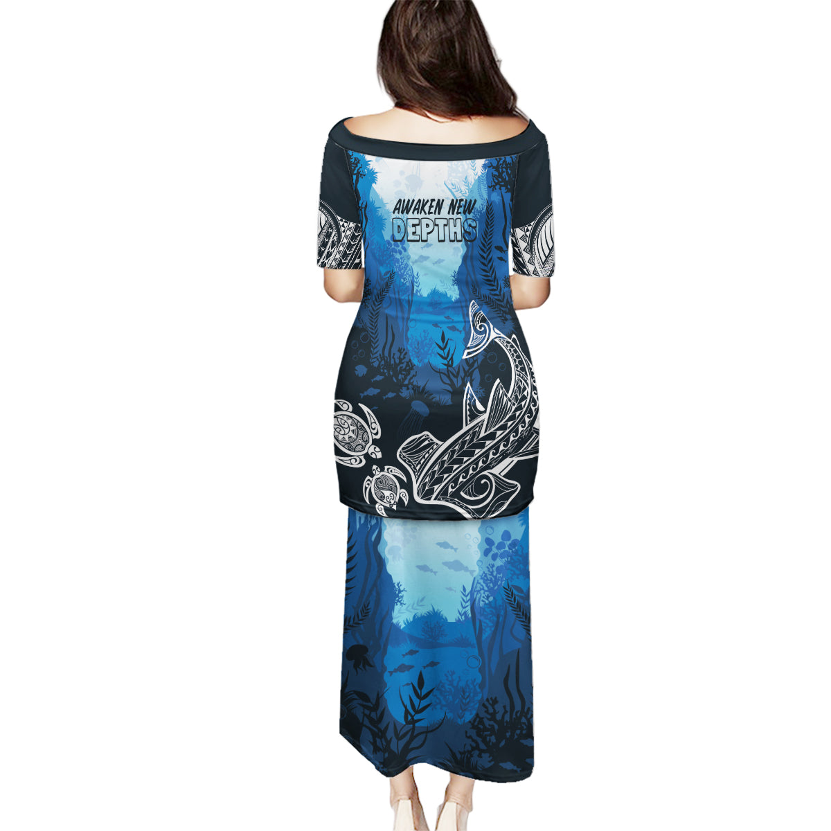World Ocean Day Pasifika Family Matching Puletasi and Hawaiian Shirt Awaken New Depths LT7 - Polynesian Pride