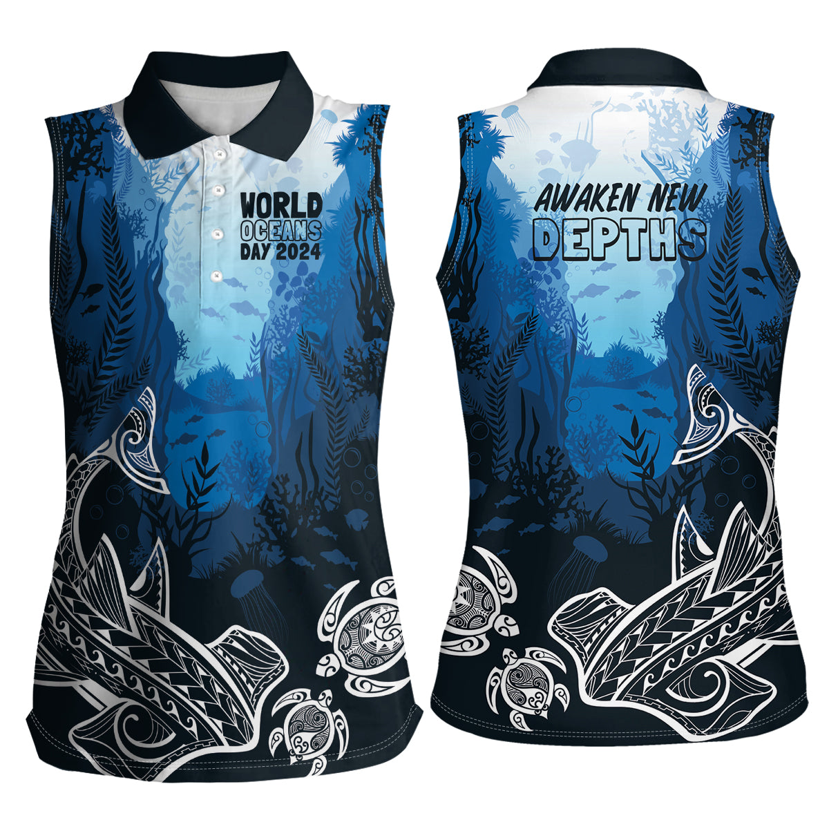 World Ocean Day Pasifika Women Sleeveless Polo Shirt Awaken New Depths LT7 - Polynesian Pride