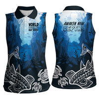 World Ocean Day Pasifika Women Sleeveless Polo Shirt Awaken New Depths LT7 - Polynesian Pride