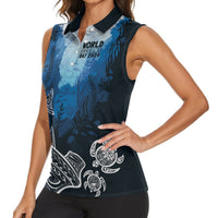 World Ocean Day Pasifika Women Sleeveless Polo Shirt Awaken New Depths LT7 - Polynesian Pride