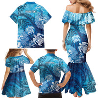 Hawaii World Ocean Day Family Matching Mermaid Dress and Hawaiian Shirt Kakau Turtles LT7 - Polynesian Pride