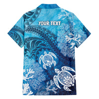 Hawaii World Ocean Day Family Matching Off The Shoulder Long Sleeve Dress and Hawaiian Shirt Kakau Turtles LT7 - Polynesian Pride