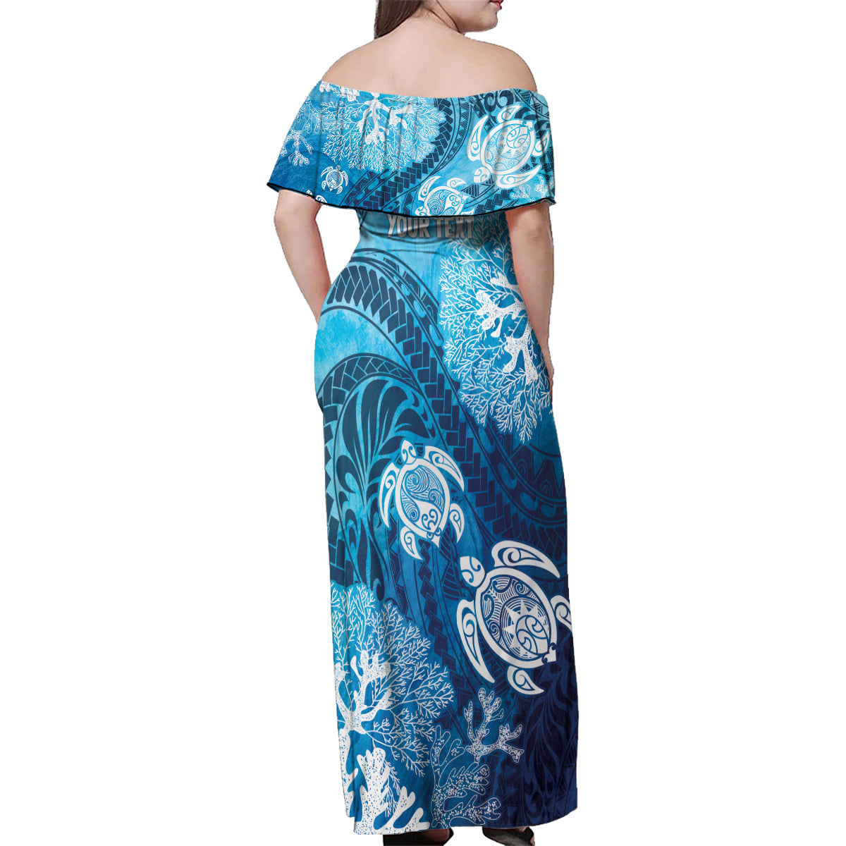 Hawaii World Ocean Day Family Matching Off Shoulder Maxi Dress and Hawaiian Shirt Kakau Turtles LT7 - Polynesian Pride