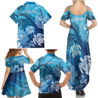 Hawaii World Ocean Day Family Matching Summer Maxi Dress and Hawaiian Shirt Kakau Turtles LT7 - Polynesian Pride