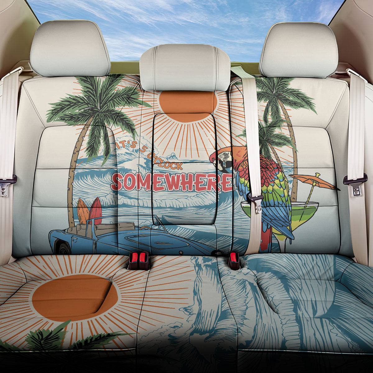 Summer Holiday It's 5 o'clock Somewhere Vintage Hawaii Back Car Seat Cover LT7 One Size Colorful - Polynesian Pride