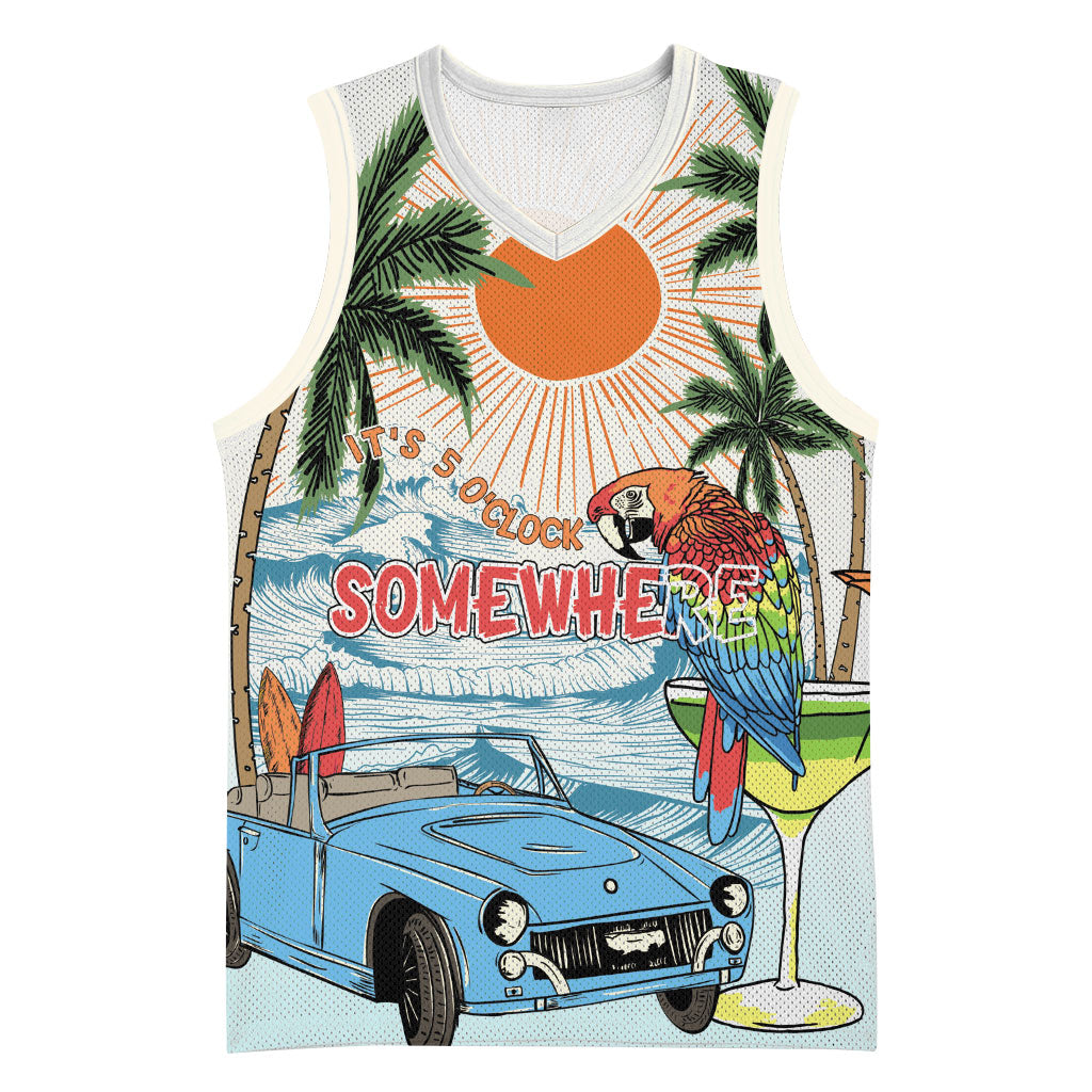 Summer Holiday It's 5 o'clock Somewhere Vintage Hawaii Basketball Jersey LT7 Unisex Colorful - Polynesian Pride