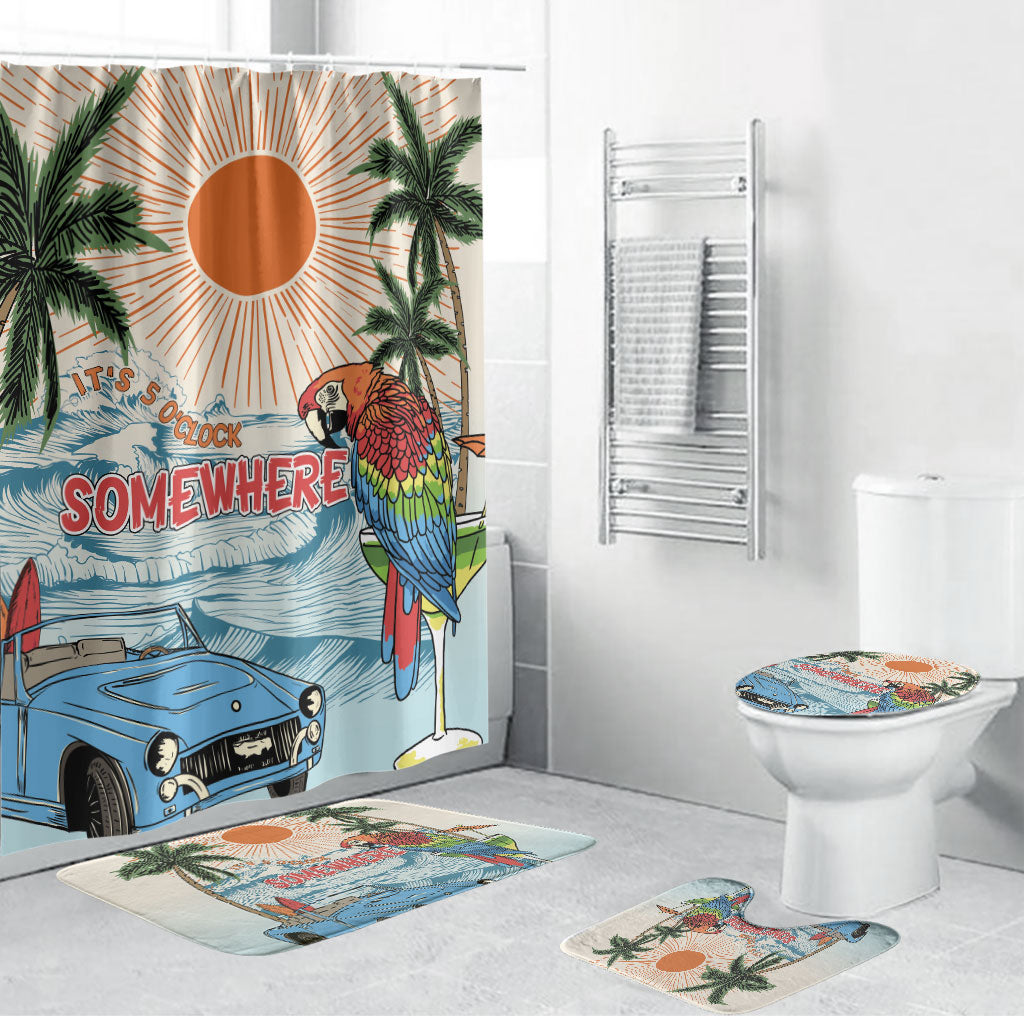 Summer Holiday It's 5 o'clock Somewhere Vintage Hawaii Bathroom Set LT7 Bathroom Set (4 pcs) Colorful - Polynesian Pride