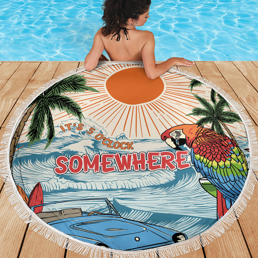 Summer Holiday It's 5 o'clock Somewhere Vintage Hawaii Beach Blanket LT7 - Polynesian Pride