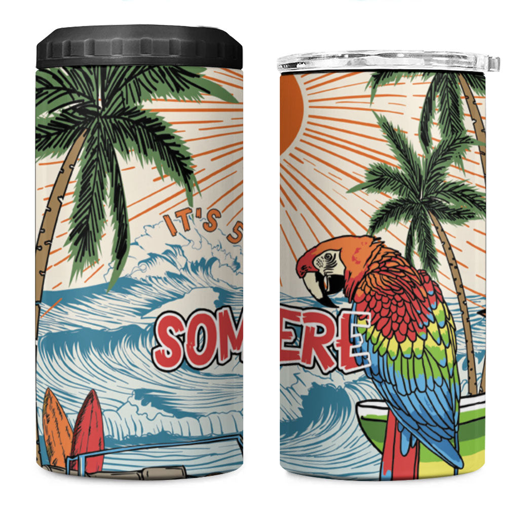 Summer Holiday It's 5 o'clock Somewhere Vintage Hawaii 4 in 1 Can Cooler Tumbler LT7 One Size: 16 oz Colorful - Polynesian Pride