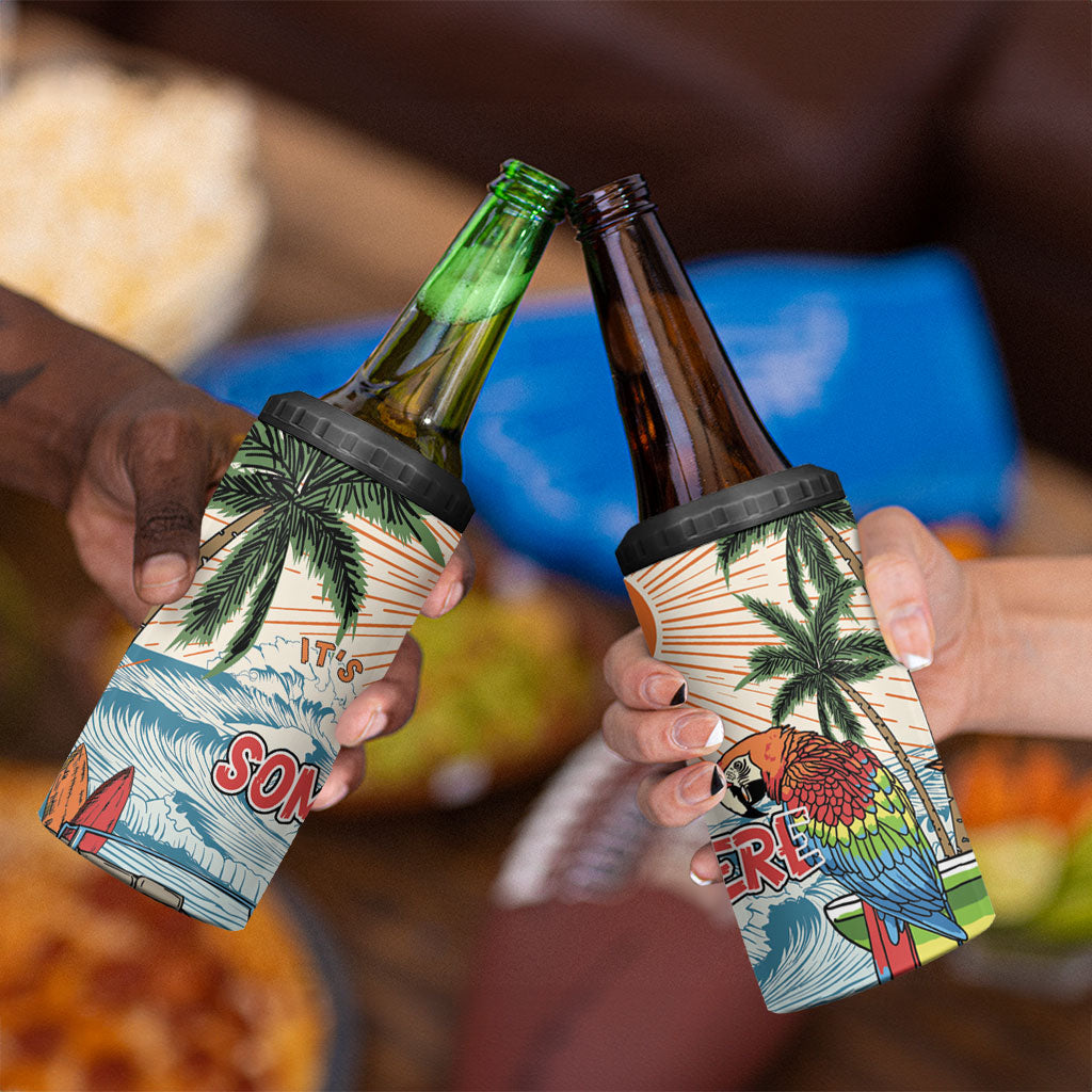 Summer Holiday It's 5 o'clock Somewhere Vintage Hawaii 4 in 1 Can Cooler Tumbler LT7 - Polynesian Pride