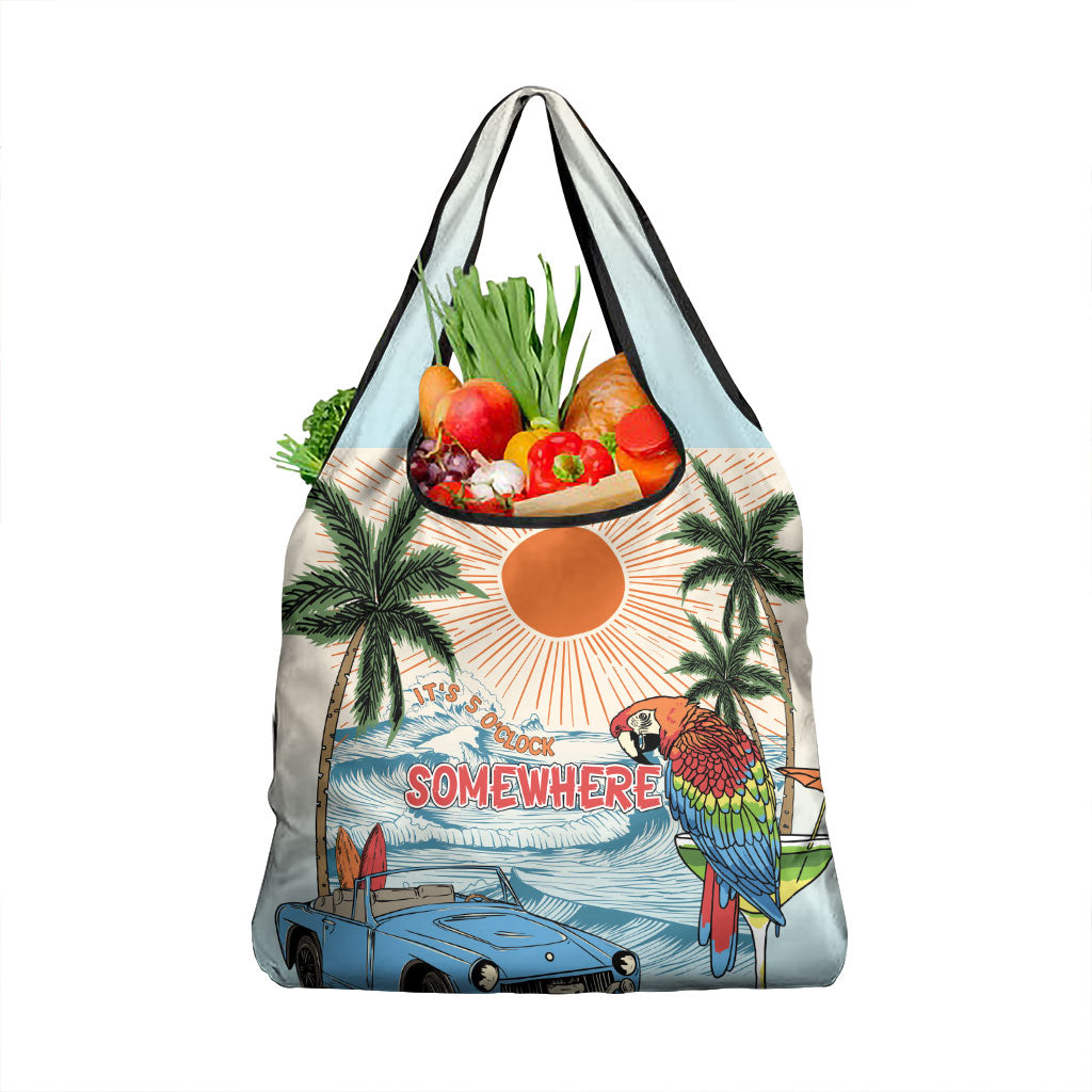Summer Holiday It's 5 o'clock Somewhere Vintage Hawaii Grocery Bag LT7 1-pack One Size Colorful - Polynesian Pride